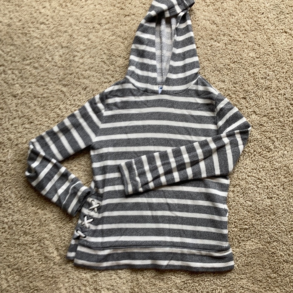Old Navy youth size 10-12 striped hooded long sleeve